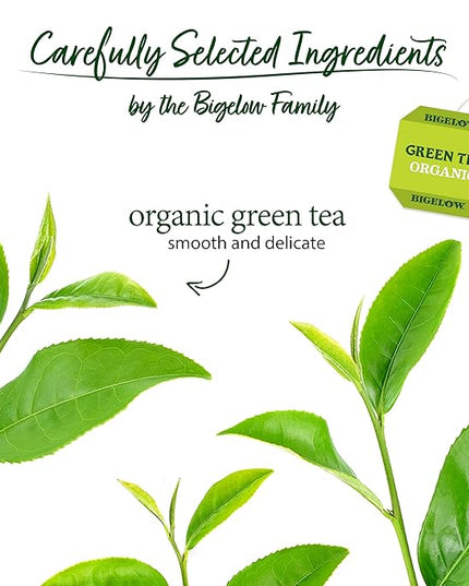 Bigelow Tea Organic Green Tea Bags Box, Caffeinated Tea with Green Tea, 40 Count Box (Pack of 6), 240 Total Tea Bags