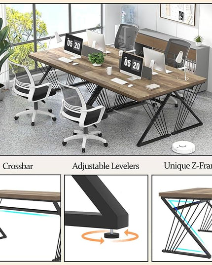 FOLUBAN Computer Desk, Modern Home Office Desk, Industrial Wood and Metal Study Writing Work PC Table for Bedroom Living Room, Rustic Oak, 47 Inch