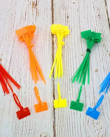 Mini Skater Nylon Cable Zip Ties Tags 4" Tiny Self-Locking Write-On Identify Cord Tabs Cable Label Marker Ties for Office Home Identification and Organization, 50 Pack (Multicolor)