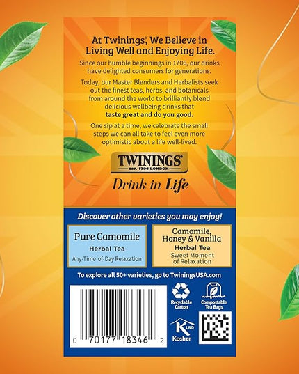 Twinings Nightly Calm Herbal Tea Individually Wrapped Bags, 20 Count (Pack of 6), Spearmint & Lemongrass, Naturally Caffeine-Free, Enjoy Hot or Iced, 120 Teabags