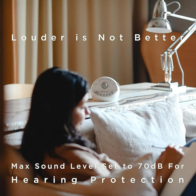 WELLCARE-Naturcare Sound Relaxation, White Noise, 7 Nature Sounds, Sleep Sound Machine, Calm Infants, for Baby, Kids, Adult. Stepless Volume, Timer, Powered by Adapter(Incl.) or Batteries(Not Incl.)