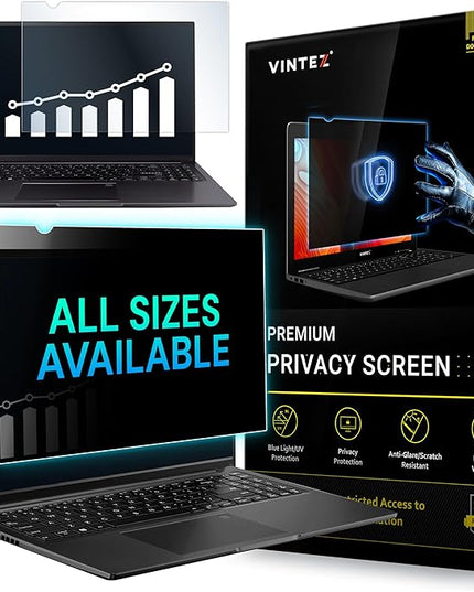 VINTEZ 15.6 Inch 16:9 Privacy Screen for Computer Monitor and Laptop - Anti Glare Protector Film Blue Light Filter Eye Protection - Computer Screen Privacy Shield, [1 Pack]