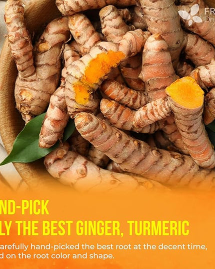 FreshDrinkUS, Premium 45 Ginger Turmeric Tea Bags, 100% Natural Ingredients, Hand-made Blend of Ginger and Turmeric Herbal Tea, Eco-conscious Tea Bags. No Sugar, No Caffeine, No Gluten, Vegan.