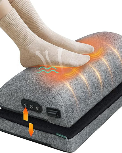 Snailax Heated Foot Rest Under Desk at Work, Ergonomic Footrest with Vibrating Massage and Adjustable Height, Foot Warmer, 3 Vibration Modes & 2 Heating Levels,Memory Foam,Office Home Gaming