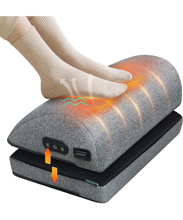 Snailax Heated Foot Rest Under Desk at Work, Ergonomic Footrest with Vibrating Massage and Adjustable Height, Foot Warmer, 3 Vibration Modes & 2 Heating Levels,Memory Foam,Office Home Gaming