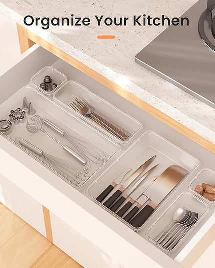 A-LuGei 【Military Grade】 Drawer Organizer, 【𝟱𝗦𝗶𝘇𝗲】 Makeup organizer, 【Holds 177 Items】 Bathroom Organizers and Storage, Organization and Storage, Desk Drawer Organizer for Bathroom Vanity