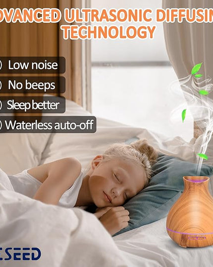 BZseed Aromatherapy Essential Oil Diffuser,2 PCS Humidifier with 550ml Lasting Mist Output Waterless Auto-Off Ultrasonic Diffusers 7 Color LED Lights Cool Mist Humidifier for Large Room, Home
