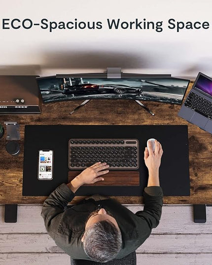 FLEXISPOT EN1 One-Piece Standing Desk with 1-Inch Thick Desktop, 48"x30" Electric Height Adjustable Desk for Home Office & Multi-Device Workstations, Rustic Brown