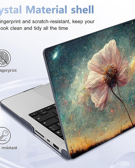 May Chen Case for MacBook Pro 14 inch, Models A2442 A2779 A2918 A2992 A3401 A3185 A3112 A3434, M1 M2 M3 M4 M5 Chip (2021-2025 Release), Plastic Hard Shell Case with Keyboard Cover, Flower Stars