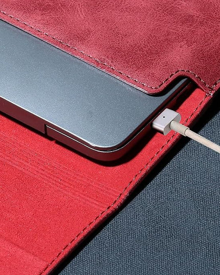 Leather Laptop Sleeve 13 Inch Compatible with MacBook Air M4 M3 M2 M1 2025-2018＆MacBook Pro M2 M1 2025-2016,Wear-Resistant and Scratch-Resistant Protective Case Cover,Red