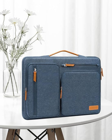 MOSISO 360 Protective Laptop Case 15 inch, 15 inch Laptop Sleeve Compatible with MacBook Air M4 M3 M2 2025 2024 2023, Dell XPS Plus, Side Open Carrying Case with 4 Zipper Pockets&Handle, Haze Blue