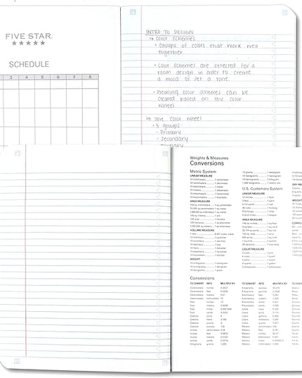 Five Star Composition Book + Study App, 4 Pack, College Ruled Paper, 7-1/2" x 9-3/4", 80 Sheets, Forest Green, Pacific Blue, Fire Red and Black (850065B-ECM)