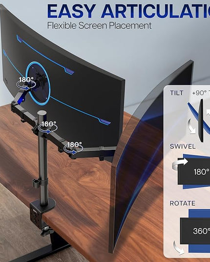 VIVO Dual Ultrawide Monitor Desk Mount, Heavy Duty Fully Adjustable Steel Stand, Holds 2 Computer Screens up to 38 inches and Max 10kg Each, Black, STAND-V038