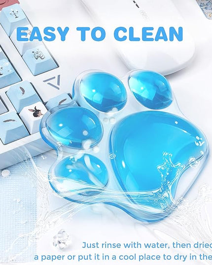 Ergonomic Blue Cat Paw Silicone Wrist Rest Pad for Mouse, Cute Computer Mouse Wrist Support for Arm Pain Relief, Hand Wrists Cushion for Home and Office Working Gaming Anti-Fatigu