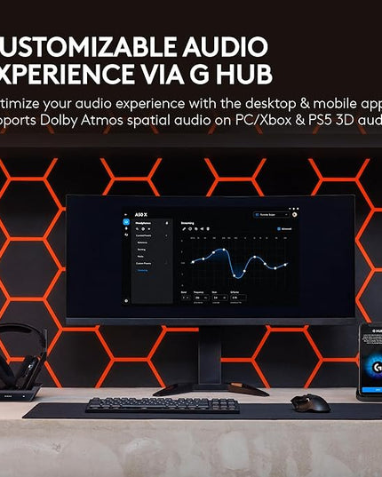 Logitech G Astro A50 X Multi-Platform Wireless Gaming Headset + Base Station for PS5/Xbox/PC: PLAYSYNC Video & Audio Switcher, HDMI 2.1 4K 120Hz VRR, <24bit/48kHz, 24hr Battery, 2.4GHz & BT - Black