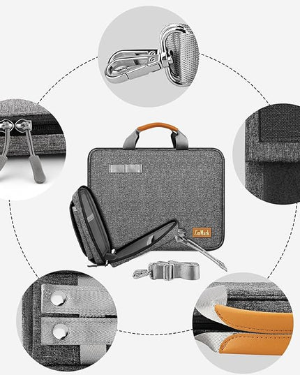 Laptop Case 15.6 Inch Briefcase Military-Grade Protection with Detachable Belt Bag, Compatible All Model of 15-16 Inch MacBook Pro and Most Popular 15.6 Inch Notebooks Chromebooks (Gray Black)