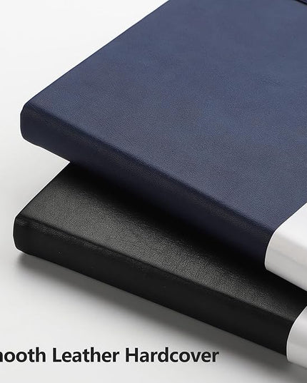 RETTACY Bullet Dotted Journal Notebook, 192 Pages, A5 Medium Size (5.7'' x 8.3''), Leather Hardcover, 100 GSM Thick Paper, for Bullet Journaling, Planning, Tracking (Navy Blue)