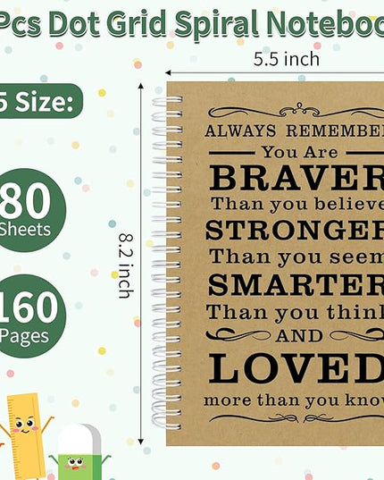 2Pcs Spiral Dotted Notebook,Inspirational Gifts A5 Dot Grid Spiral Notebook for Work & Sketching,Perfect for Office School Home Supplies,160 Pages (2, Dot Grid Brown)