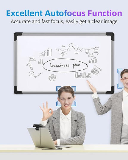4K Webcam, UHD PTZ PC Camera with Speaker and 4 Microphones, Supporting Remote Control, Digital Zoom, Autofocus, Privacy Cover and Tripod, for Video Calls and Conferences and Live Streaming