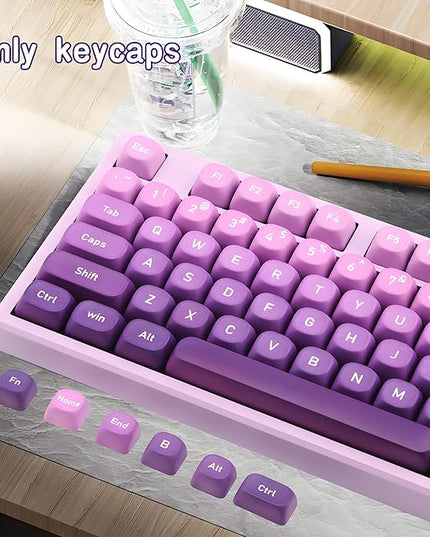 134Keys PBT Keycaps MOA Profile Key Cap for Cherry Gateron MX Switches Mechanical Keyboards Key caps (Gradient Purple)