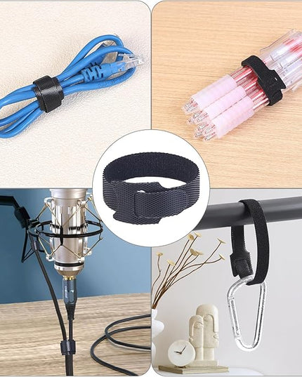 150PCS 8 Inch Reusable Cable Ties Wire Ties Cord Organizer Cable Organizer Adjustable Cable Management Black