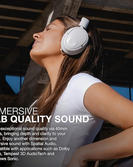 JLab JBuds Lux ANC Wireless Headphones, Cloud White, Hybrid Active Noise Cancelling, Customizable Sound, Spatial Audio Compatible, Premium Over-Ear Bluetooth Headset