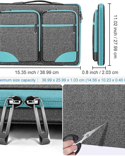 Hseok Laptop Case 15 15.6 16 inch Sleeve with Handle and Hidden Strap,Compatible with MacBook Pro 15.4 16, 360° Protective PC Briefcase with 4 Pockets for Laptop Accessory,Easy to Carrying,Sapphire