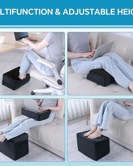 ROYALAY Adjustable Foot Rest for Under Desk at Work with Feet Warm Pocket, Ergonomic Foot Stools for Under Office Desk, Leg Rest for Desk with Machine Washable Cover