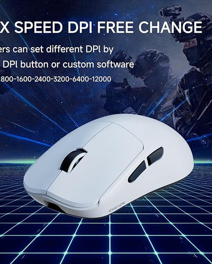 EWEADN X23Pro Wireless Gaming Mouse, PAW3311 Sensor, 49g Lightweight Mouse, 12000 DPI, 2.4G/BT5.0/USB-C Rechargeable Wireless Mouses with 6 Programmable Buttons for Laptop/PC/Mac, White