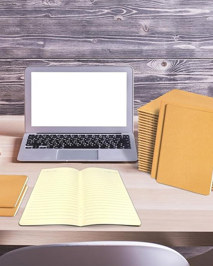 100 Pack Notebooks Bulk, Journaling Kraft Notebooks 5.5 x 8.3 A5 Softcover Notebook for Travelers Students Office Writing Sketch Travel Journal Notepad with 72 Pages 36 Sheets(Brown-Lined)