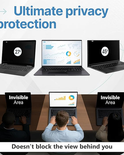 VINTEZ 14 Inch 16:10 Privacy Screen for Computer Monitor and Laptop - Anti Glare Protector Film Blue Light Filter Eye Protection - Computer Screen Privacy Shield, [1 Pack]