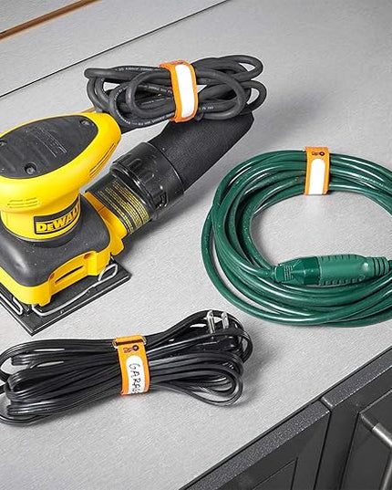 Wrap-It Storage Cinch-Straps, 8-in (18-Pack) Black - Hook and Loop Strap with Write on Label for Easy Cord Identification and Cable Management