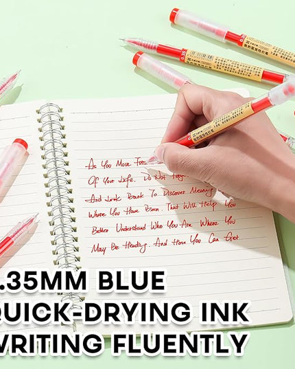 RIANCY 12 Pack Red Ink Japanese Style Stationery Gel Pens, 0.35mm Extra Fine Point Tip, Quick Dry No Smear No Bleed Pen, Smooth Writing Pens for Journaling Note Taking Office School Supplies