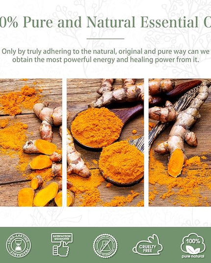Turmeric 3.38fl.oz Essential Oil, PHATOIL Pure Aromatherapy Oils for Diffuser, Humidifier, Perfect for DIY Soap, Candle, Bath Bombs Making(100ml)