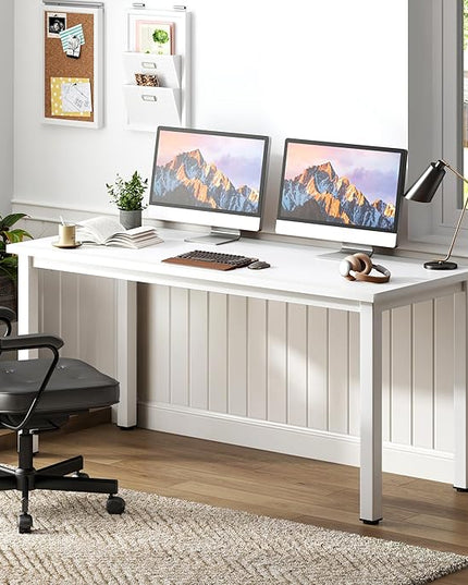 Need 54.3 Inch Large Computer Desk, Modern Simple Style Desk for Home Office, Basic Writing Table for Study Student, White