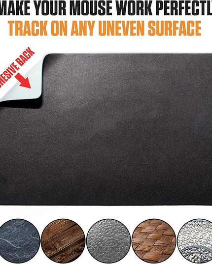 Adhesive Bottom Mouse Pad - Peel and Sticks to Any Surface - Portable - Travel Large Size (XL -Blank- Black)