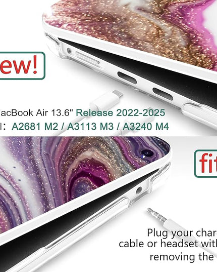 DONGKE for M4 MacBook Air 13.6 Inch Case 2025 2024 2023 2022 Model A3240 A3113 A2681 M3 M2 Chip, Plastic Hard Shell Case Cover with Touch ID for MacBook Air 13 Inch M4 - Marbling Art