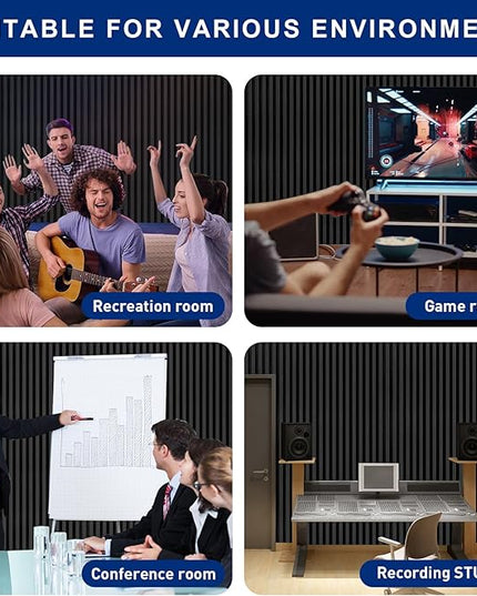 Acoustic Foam Panels, 48 x 24 x 2 inches, 4 Pack Soundproof Foam Wall Panels High Density Noise Canceling Studio for Echo Absorption Home Office (Black 4 Pack, 48" x 24" x 2")