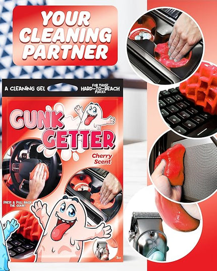 Cleaning Gel for Those Hard to Reach Places, Automotive Cup Holder Electronic Keyboard Office, Slime Gel Cleaner Dust Crumb Removal (Cherry, 12 Pack)