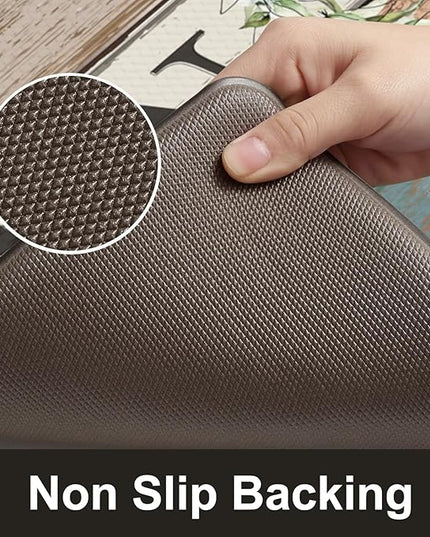KIMODE Anti Fatigue Kitchen Mats, Farmhouse Kitchen Rugs Sets of 2,Non Slip Waterproof Kitchen Floor Mats,Ergonomic Cushioned Comfort Standing Mat for Home,Laundry,Office,Sink,Desk