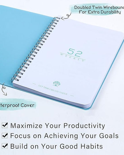 Undated Weekly Planner- Weekly Goals Notebook, A5 To Do List Planner, Habit Tracker Journal with Spiral Binding, 5.7 x 8.0 inches