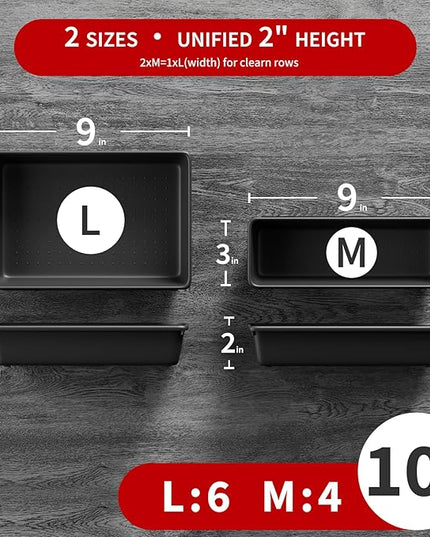 10 PCS Tool Box Drawer Organizers, Large & Medium Tool Trays for Tool Box Organization, Tool Organizers and Storage for Garage and Rolling Tool Chest