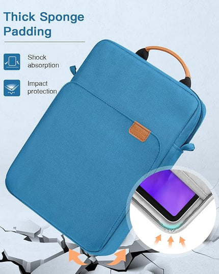 MoKo 9-11 Inch Tablet Sleeve Bag Handle Carrying Case with Shoulder Strap Fits 11inch iPad Air M3, iPad A16 2025, iPadPro 11", iPad10/9/8/7th Gen 10.2, Air 5/4th 10.9, Tab S8/S9 11", Peacock Blue