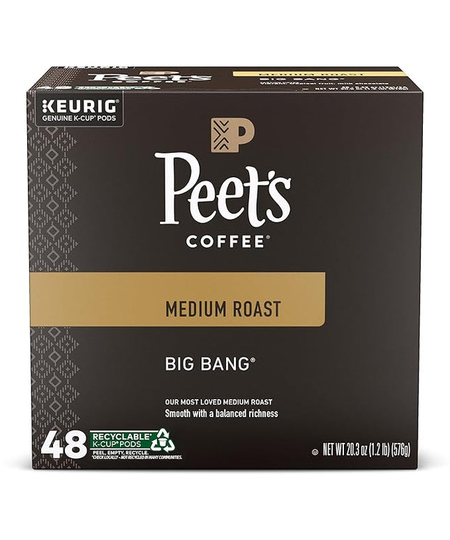 Peet's Coffee, Medium Roast Keurig K-Cup Pods, 100% Arabica Coffee - Big Bang 48 Count (1 Box of 48 Pods)