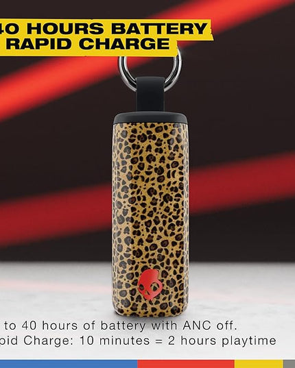 Skullcandy Method 360 ANC Wireless Earbuds, Sound by Bose, Bluetooth Headphones, Premium Noise Cancelling, Up to 40 Hrs Battery, Sweat and Water Resistant, Microphone for iPhone Android - Leopard