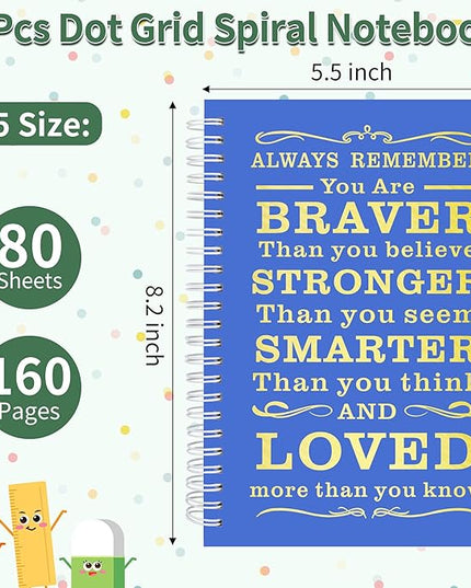 2Pcs Spiral Dotted Notebook,Inspirational Gifts A5 Dot Grid Spiral Notebook for Work & Sketching,Perfect for Office School Home Supplies,160 Pages (2, Dot Grid Dark Blue)