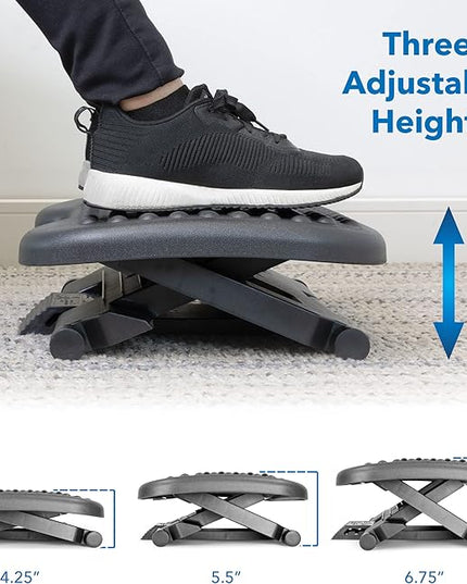 Mount-It! Ergonomic Under Desk Footrest | Massaging Foot Support for Foot Comfort | Office Tilting Footrest with 3-Level Height Adjustment Against Swelling
