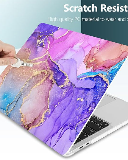 DONGKE Compatible with MacBook Pro 13 inch Case 2024 2023-2020 Release A2338 M2/M1 A2251 A2289 with Retina Display & Touch ID, Plastic Hard Shell & Keyboard Cover & Screen Film - Fluid Art X255