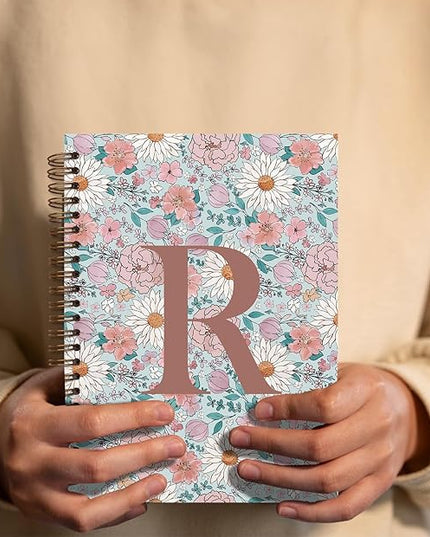 Vintage Floral Personalized Notebook, Initial Letter R Notebook Journal ,Vintage Flower Notebook for Work School Office Supplies,,Monogrammed Notebook for Women Teen Girl,Back to School Supplies 5.5 x 8.3