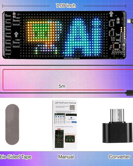 Programmable Light for Car,7"*3" LED Sign,Control by APP,Custom Colors, Patterns, and Text for Car and Store